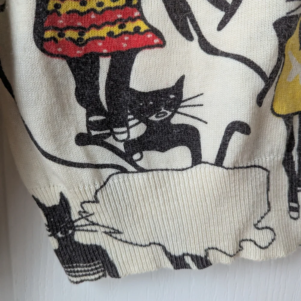 Stylish Cat Print Women's Sweater - Picture 4 of 7